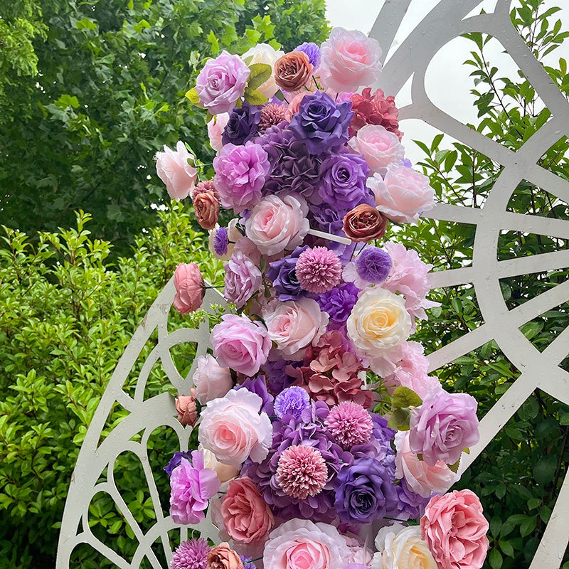 Light and Dark Purple Silk Flower Runner Flower Row for Wedding Decor ABFR-015