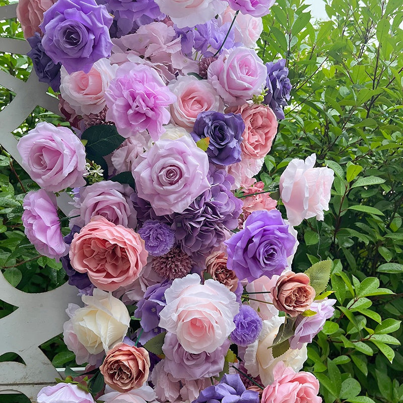 Light and Dark Purple Silk Flower Runner Flower Row for Wedding Decor ABFR-015