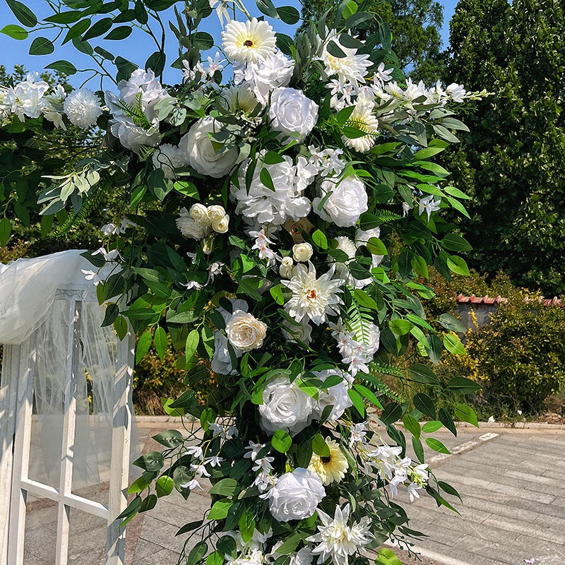 White Hanging Floral Arrangement Wedding Greenery Corner Flower ABFR-052