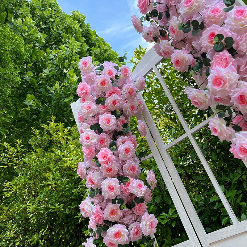 Pink Artificial Rose Flower Runner Row Wedding Table Event Decor ABFR-053