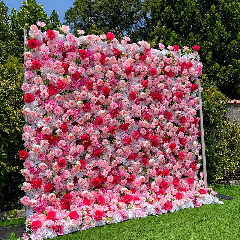 8ft Pink Artificial Rose Hydrangea Flower Wall Wedding Backdrop ABFW-004
