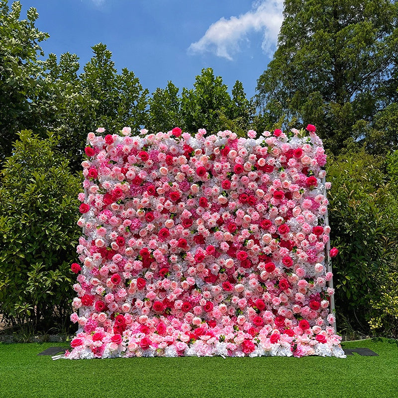 8ft Pink Artificial Rose Hydrangea Flower Wall Wedding Backdrop ABFW-004