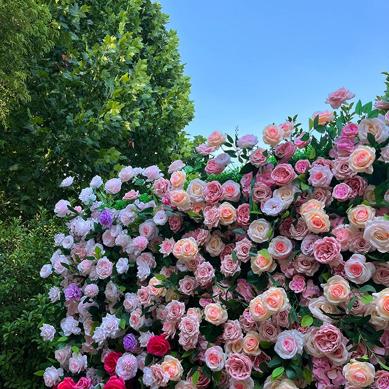 5D Mixed Pink Floral Wall Backdrop For Romantic Wedding Party Decor ABFW-009