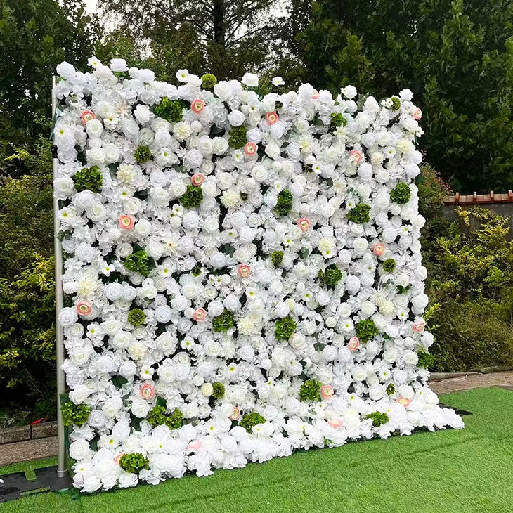 White Greenery Floral Wall Backdrop for Ceremony and Event Decor