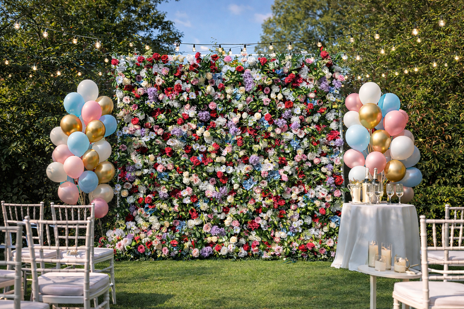 Dreamy English Garden Multicolor Floral Wall for Wedding & Celebration ABFW-011