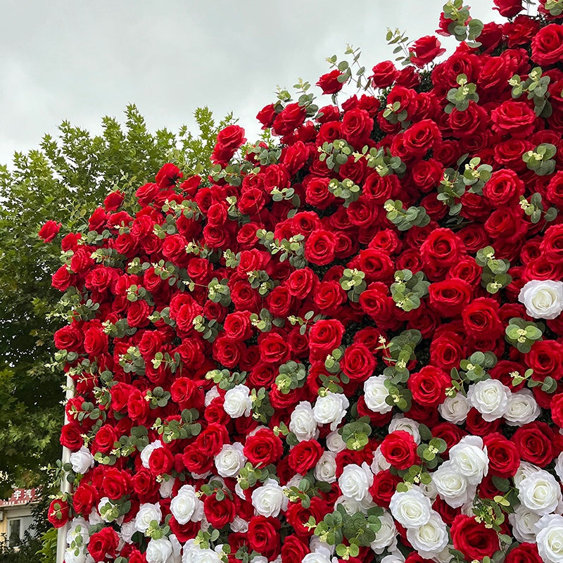 Red White Rose Flower Wall Panel Backdrop For Wedding Event Decor ABFW-012