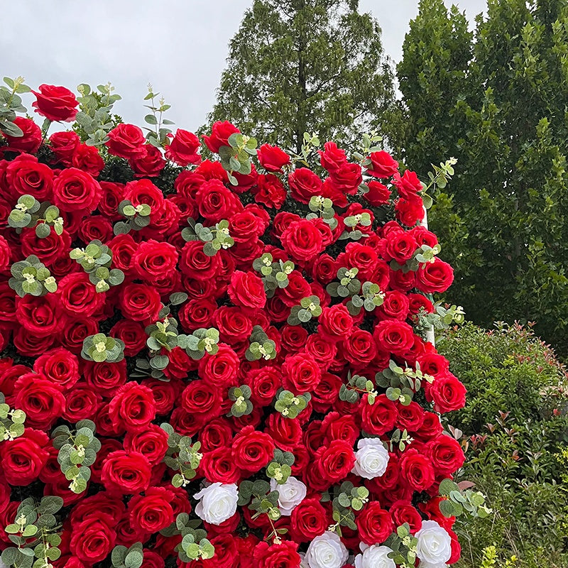 Red White Rose Flower Wall Panel Backdrop For Wedding Event Decor ABFW-012