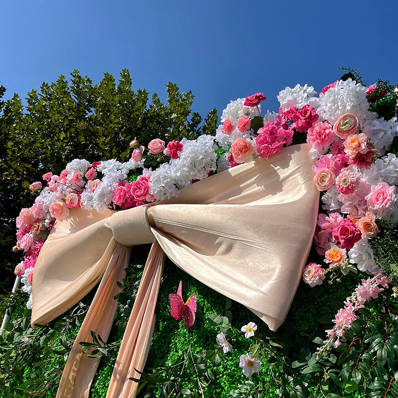 Luxury Greenery Wall Backdrop with Giant Bow for Wedding Party Decor ABFW-015