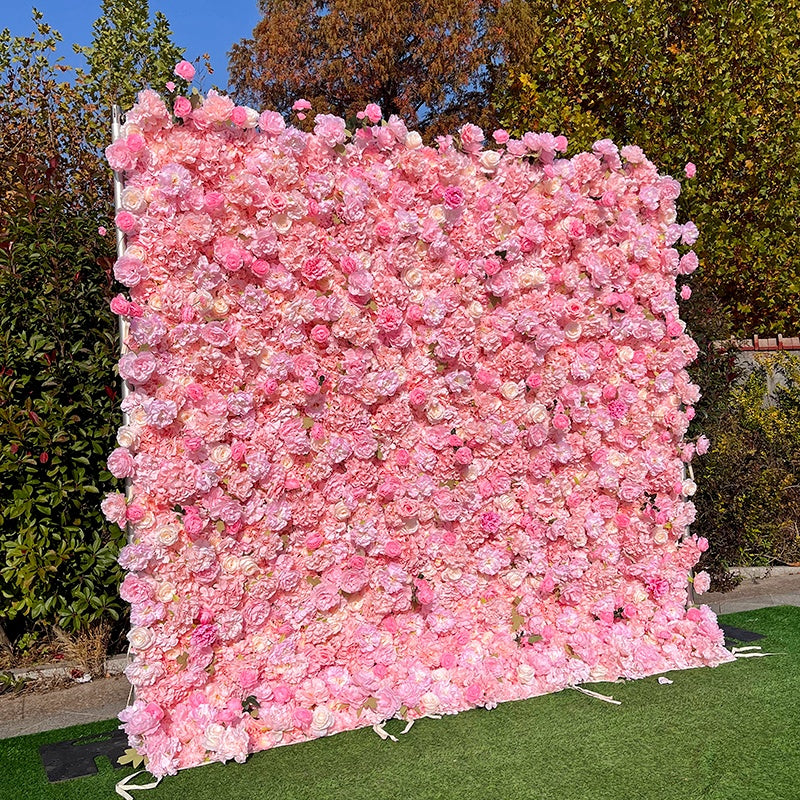 Soft Pink Floral Wall Backdrop for Engagement Baby Shower Events ABFW-020