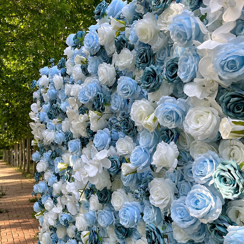 Ice Blue Flower Wall Backdrop for Baby Shower & Wedding Decor ABFW-022