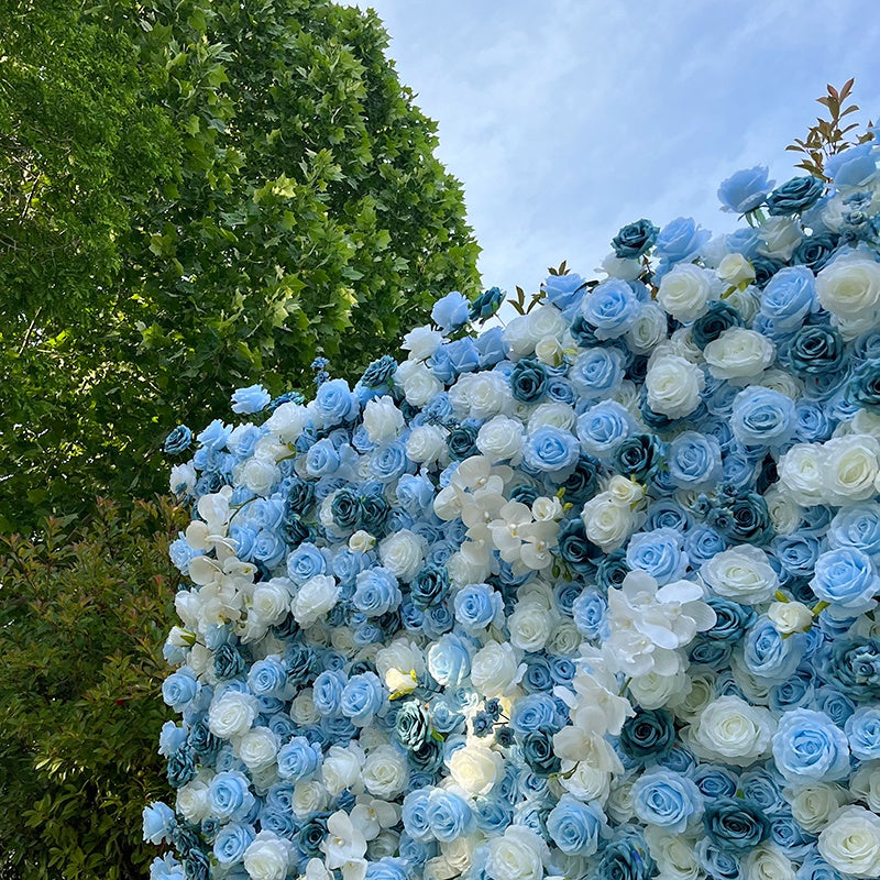Ice Blue Flower Wall Backdrop for Baby Shower & Wedding Decor ABFW-022