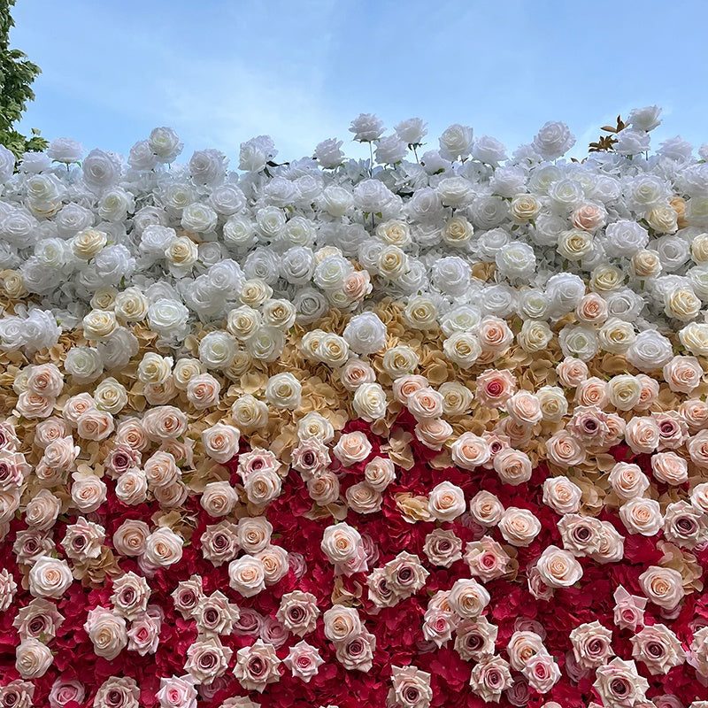 Ombre Rose Flower Wall Backdrop for Wedding Reception Party Decor ABFW-023