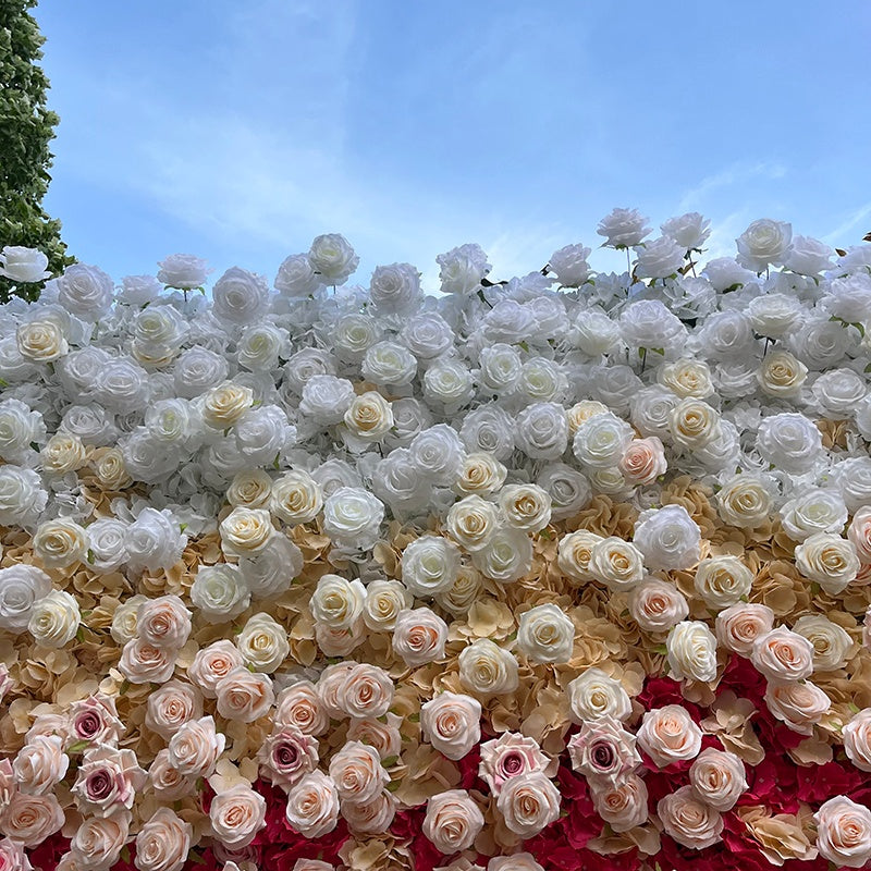 Ombre Rose Flower Wall Backdrop for Wedding Reception Party Decor ABFW-023