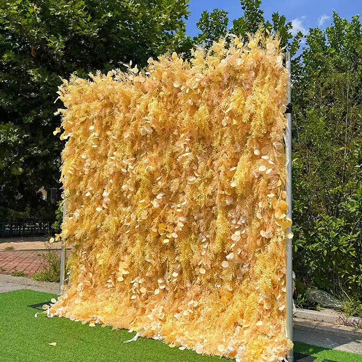 Boho Champagne Dried Foliage Floral Wall Panel For Wedding Decor ABFW-026