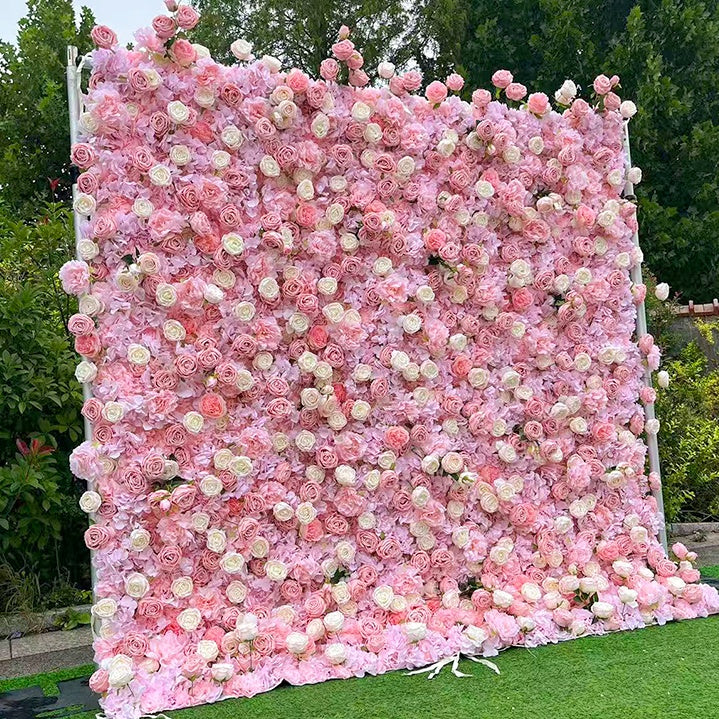 Blush Pink Rose Hydrangea Flower Wall Wedding Bridal Shower Backdrop ABFW-032