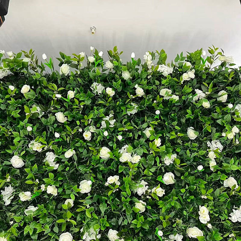 White Rose Greenery Flower Wall Backdrop for Wedding & Event Decor ABFW-033
