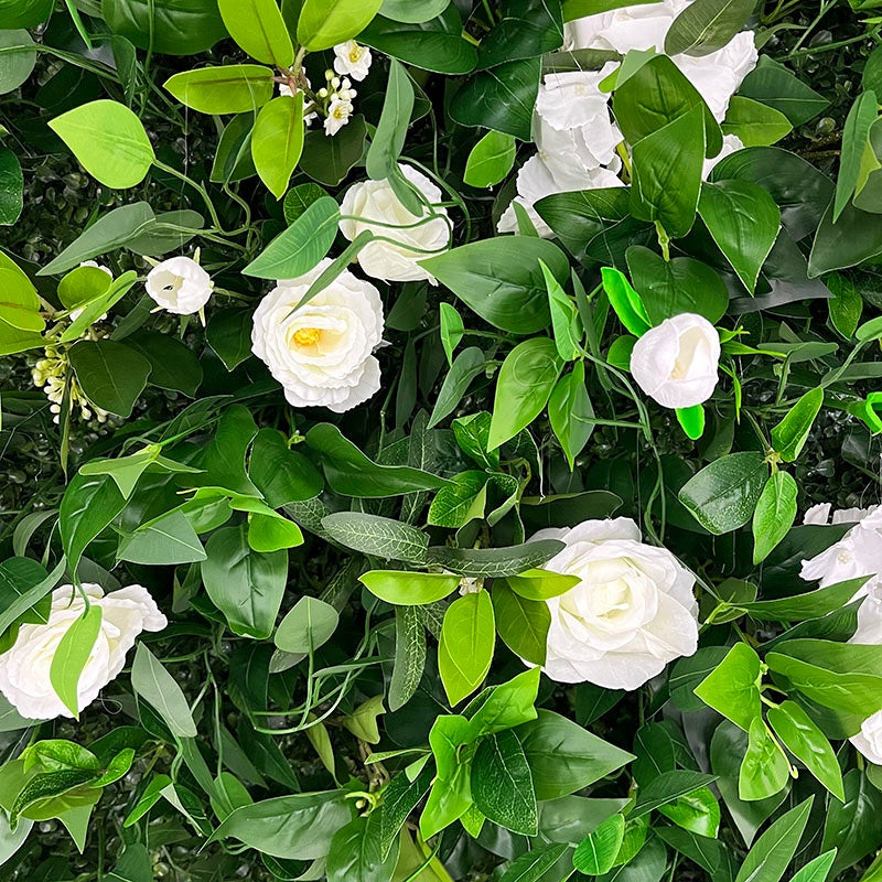 White Rose Greenery Flower Wall Backdrop for Wedding & Event Decor ABFW-033