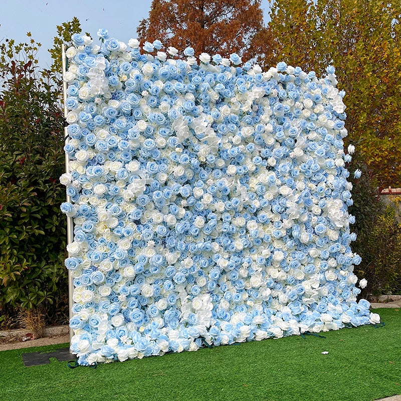 Blue Rose Flower Wall Backdrop for Bridal Shower & Event Decor ABFW-038
