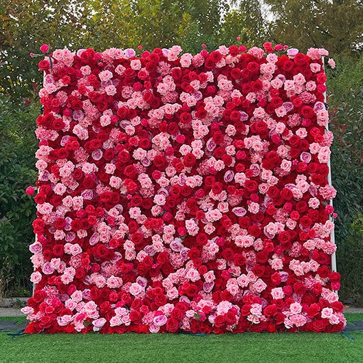5D Silk Red & Pink Rose Flower Wall for Wedding Party Event Decor ABFW-068