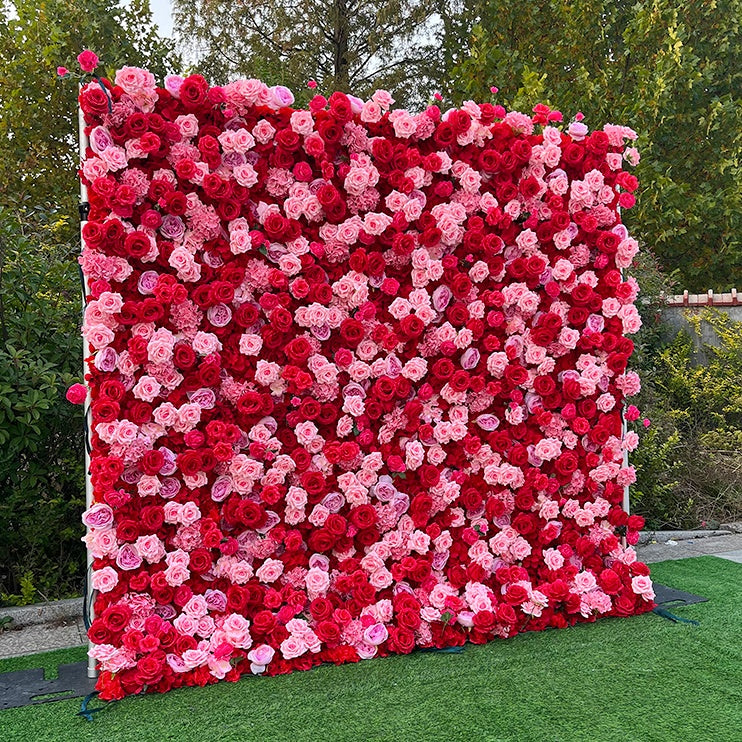 5D Silk Red & Pink Rose Flower Wall for Wedding Party Event Decor ABFW-068
