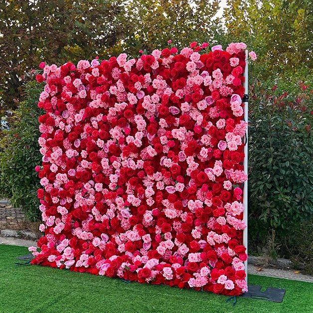 5D Silk Red & Pink Rose Flower Wall for Wedding Party Event Decor ABFW-068