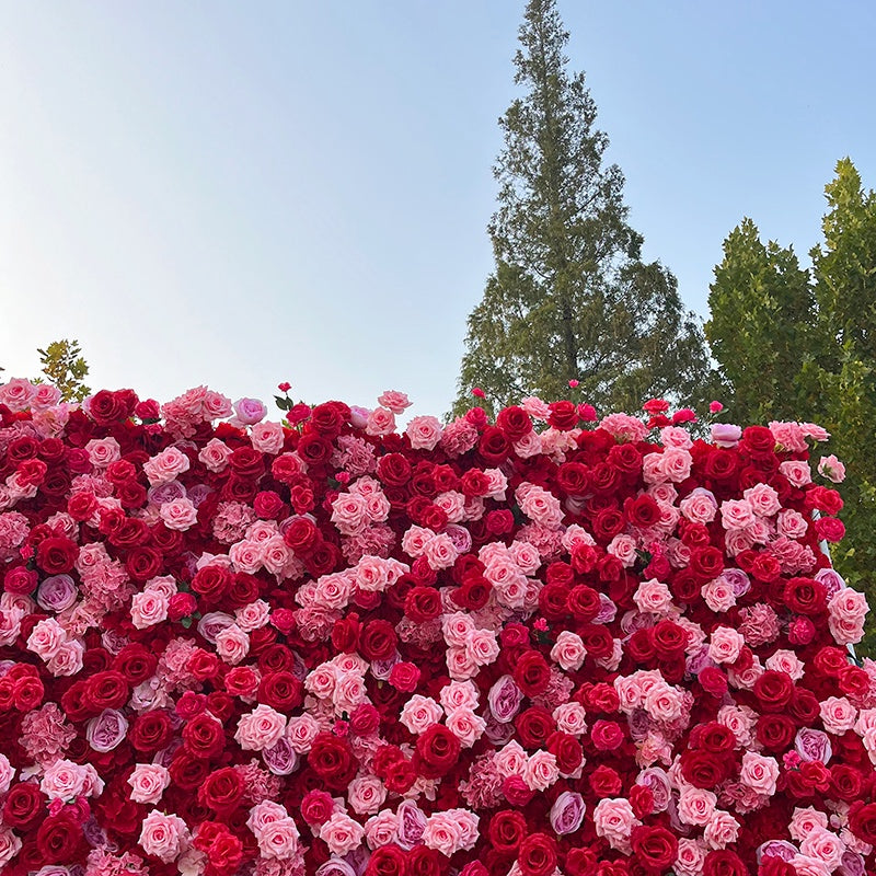 5D Silk Red & Pink Rose Flower Wall for Wedding Party Event Decor ABFW-068