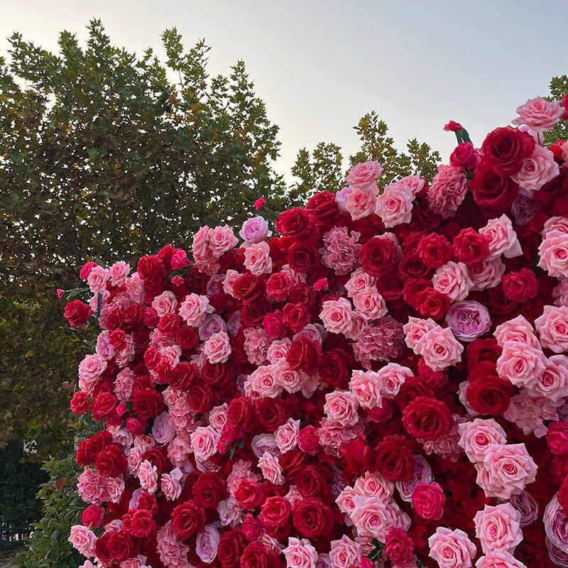5D Silk Red & Pink Rose Flower Wall for Wedding Party Event Decor ABFW-068