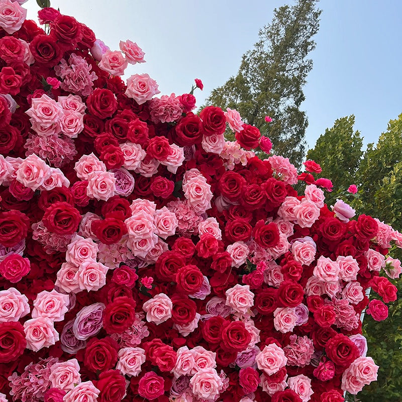 5D Silk Red & Pink Rose Flower Wall for Wedding Party Event Decor ABFW-068