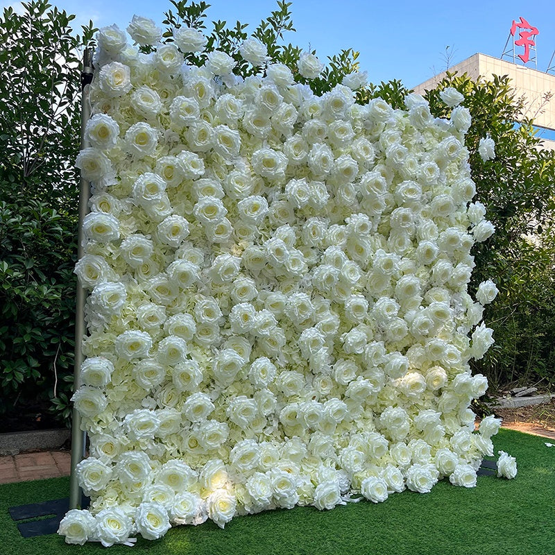 Large Ivory White Rose Flower Wall Backdrop For Wedding Birthday Decor ABFW-071