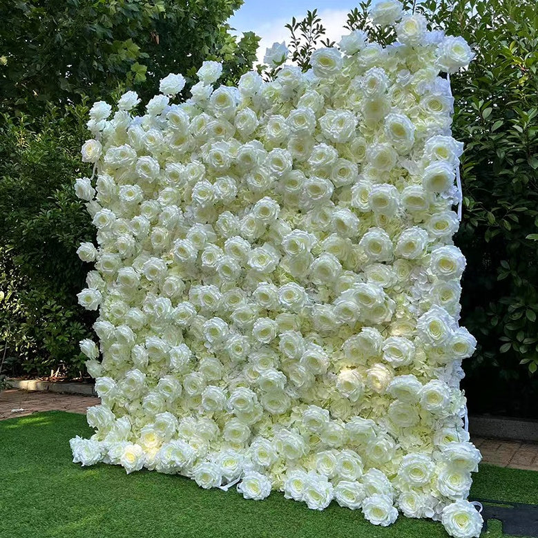 Large Ivory White Rose Flower Wall Backdrop For Wedding Birthday Decor ABFW-071