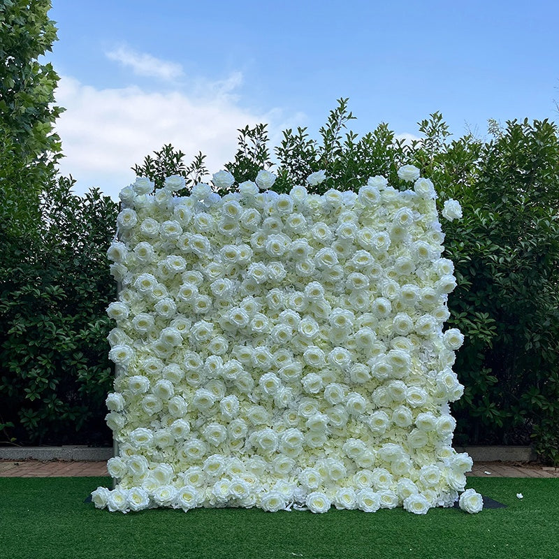 Large Ivory White Rose Flower Wall Backdrop For Wedding Birthday Decor ABFW-071