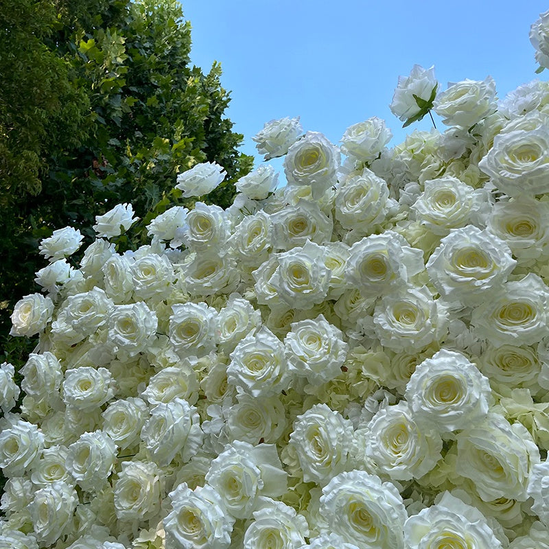 Large Ivory White Rose Flower Wall Backdrop For Wedding Birthday Decor ABFW-071