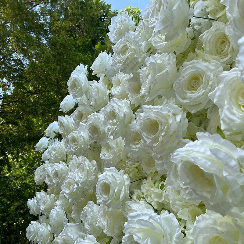 Large Ivory White Rose Flower Wall Backdrop For Wedding Birthday Decor ABFW-071