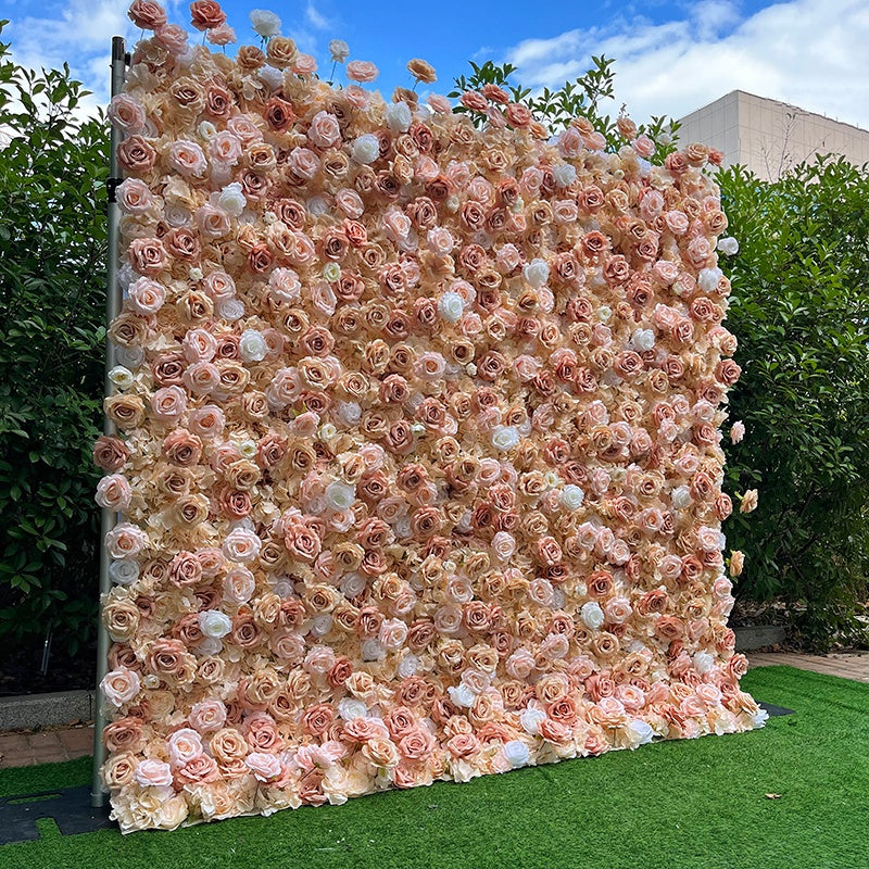 8ft Champagne Rose Wedding Flower Wall Backdrop For Event Party Decor ABFW-093
