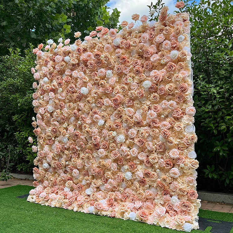 8ft Champagne Rose Wedding Flower Wall Backdrop For Event Party Decor ABFW-093