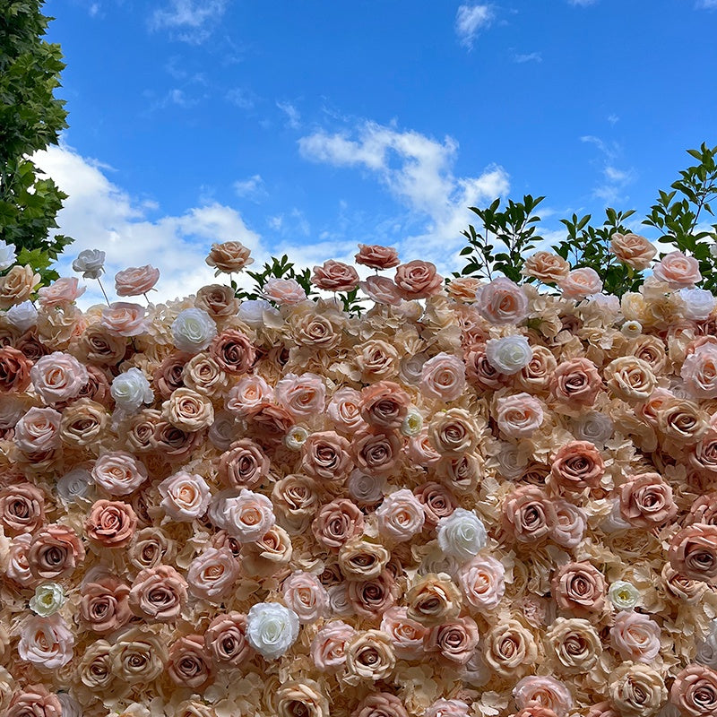 8ft Champagne Rose Wedding Flower Wall Backdrop For Event Party Decor ABFW-093