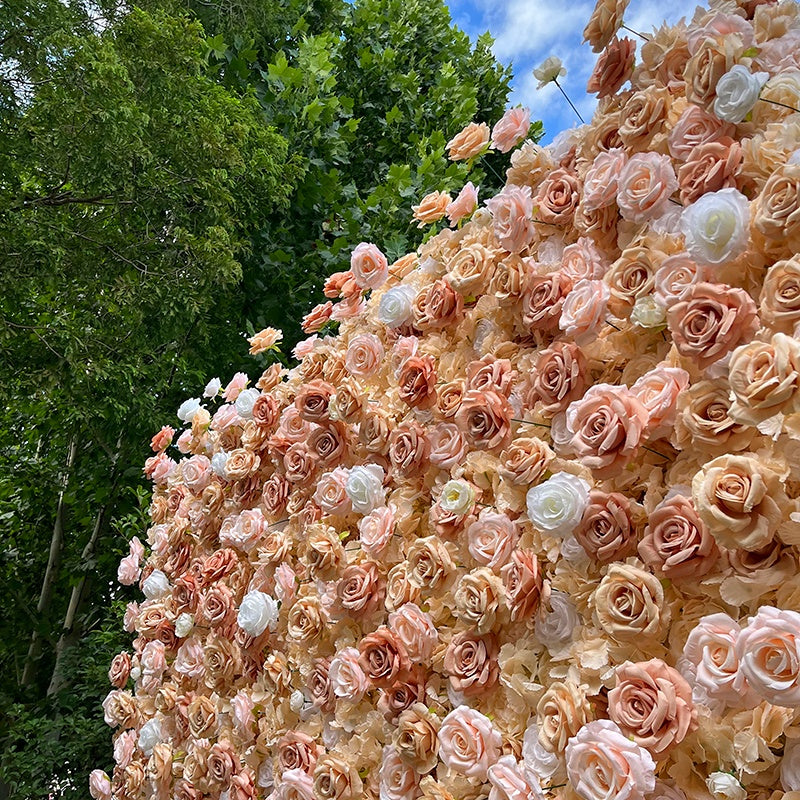 8ft Champagne Rose Wedding Flower Wall Backdrop For Event Party Decor ABFW-093