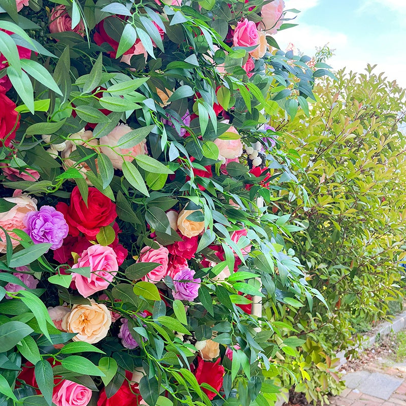 8FT Garden Style Silk Flower Wall Backdrop with Greenery for Wedding Decor ABFW-096