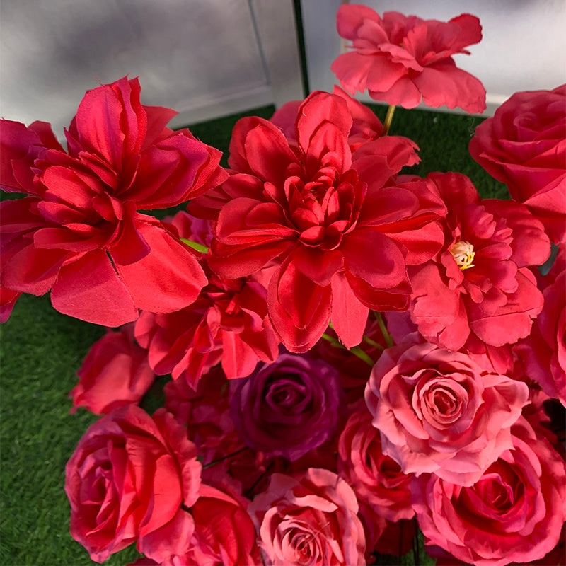 Red Artificial Floor Flower Arrangement Wedding Party Decor ABGF-012