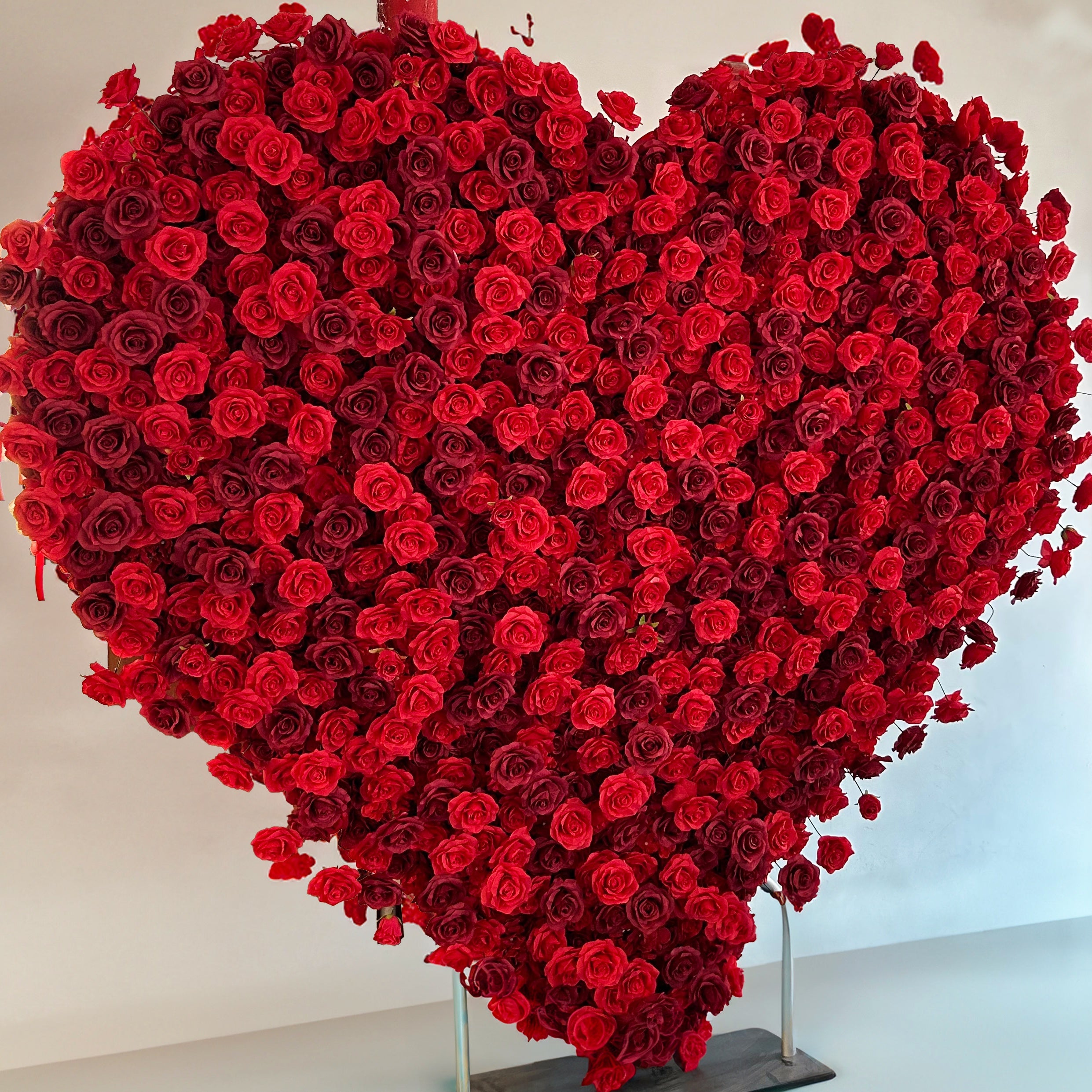 8ft 5D Handmade Red Full Heart Roses Backdrop For Wedding Valentines ACAW-001