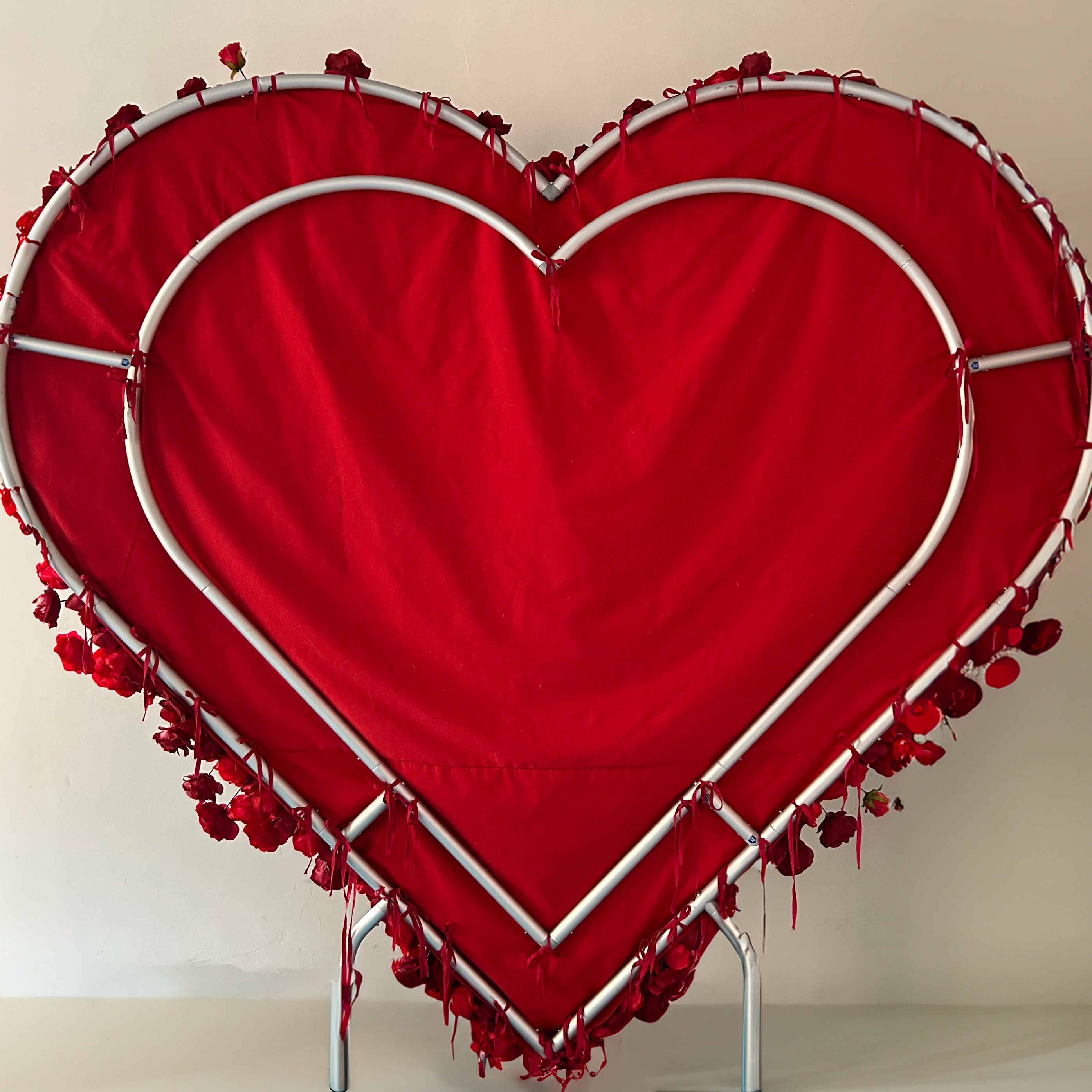 8ft 5D Handmade Red Full Heart Roses Backdrop For Wedding Valentines ACAW-001