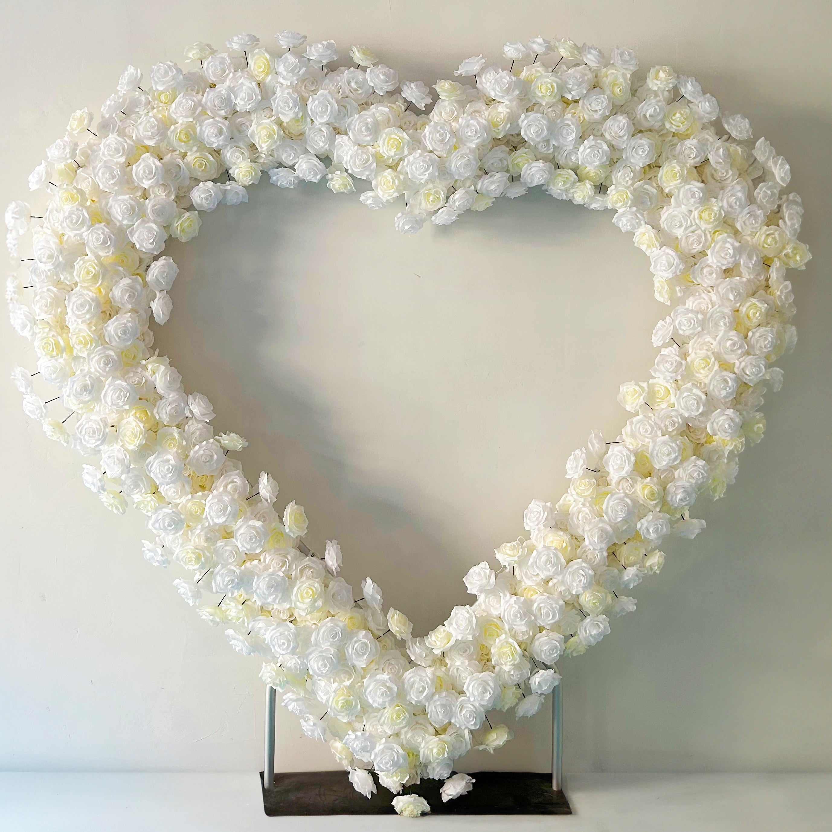 White Fabric Rose Heart Shaped Flower Wall Wedding Decor ACAW-003