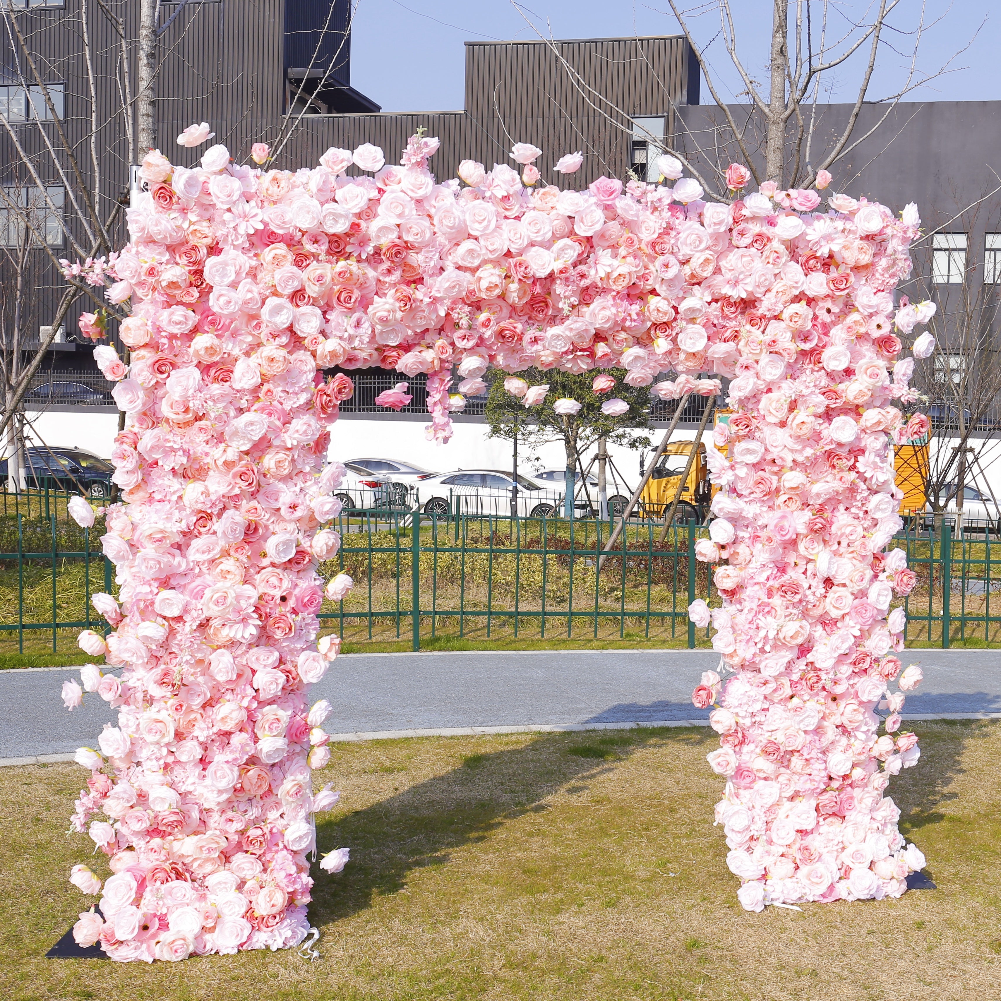 Pink Fabric Artificial Flower Wall Arch Wedding Birthday Party Decor ACAW-006