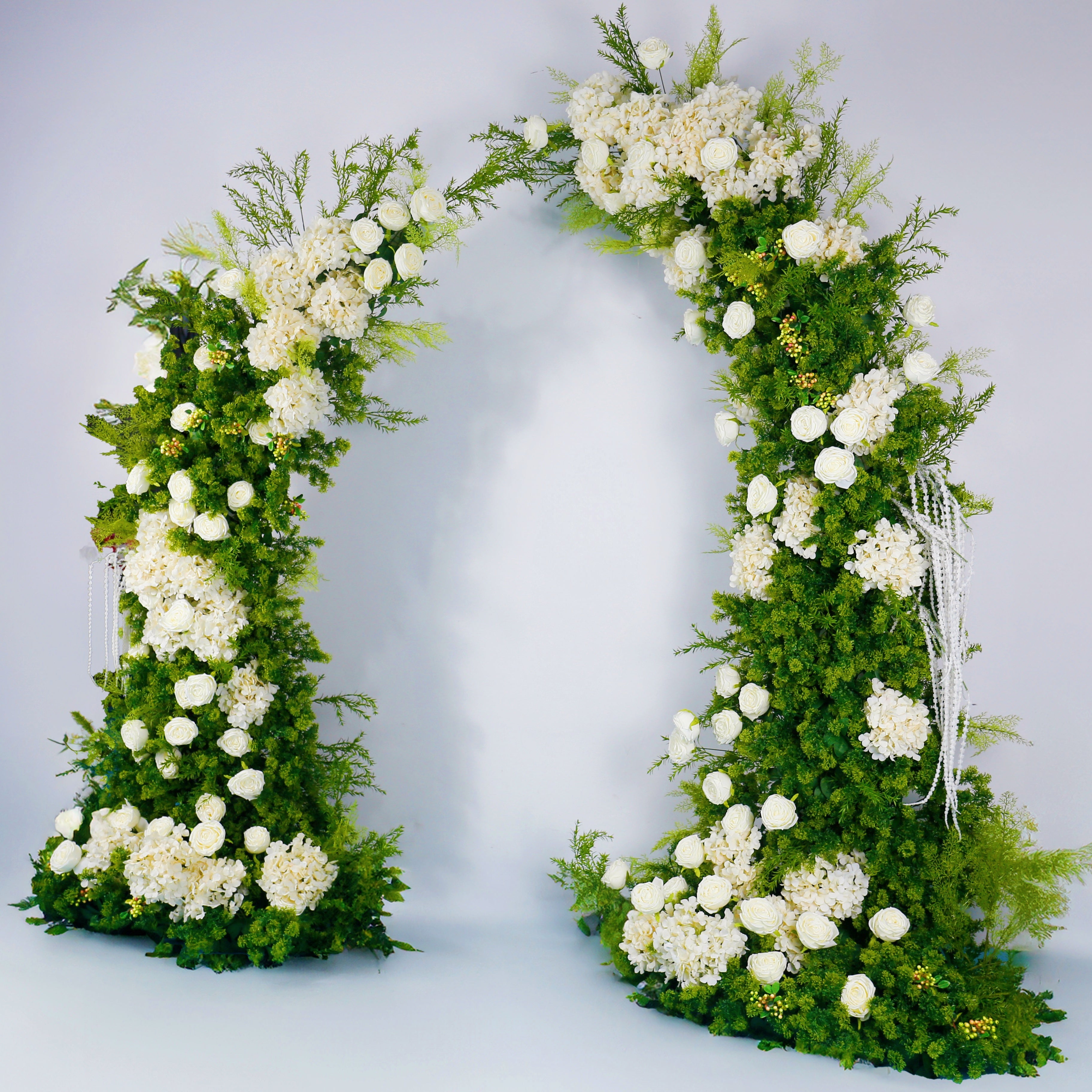 Green White Fabric Artificial Flower Wall Arch Wedding Decor ACAW-008