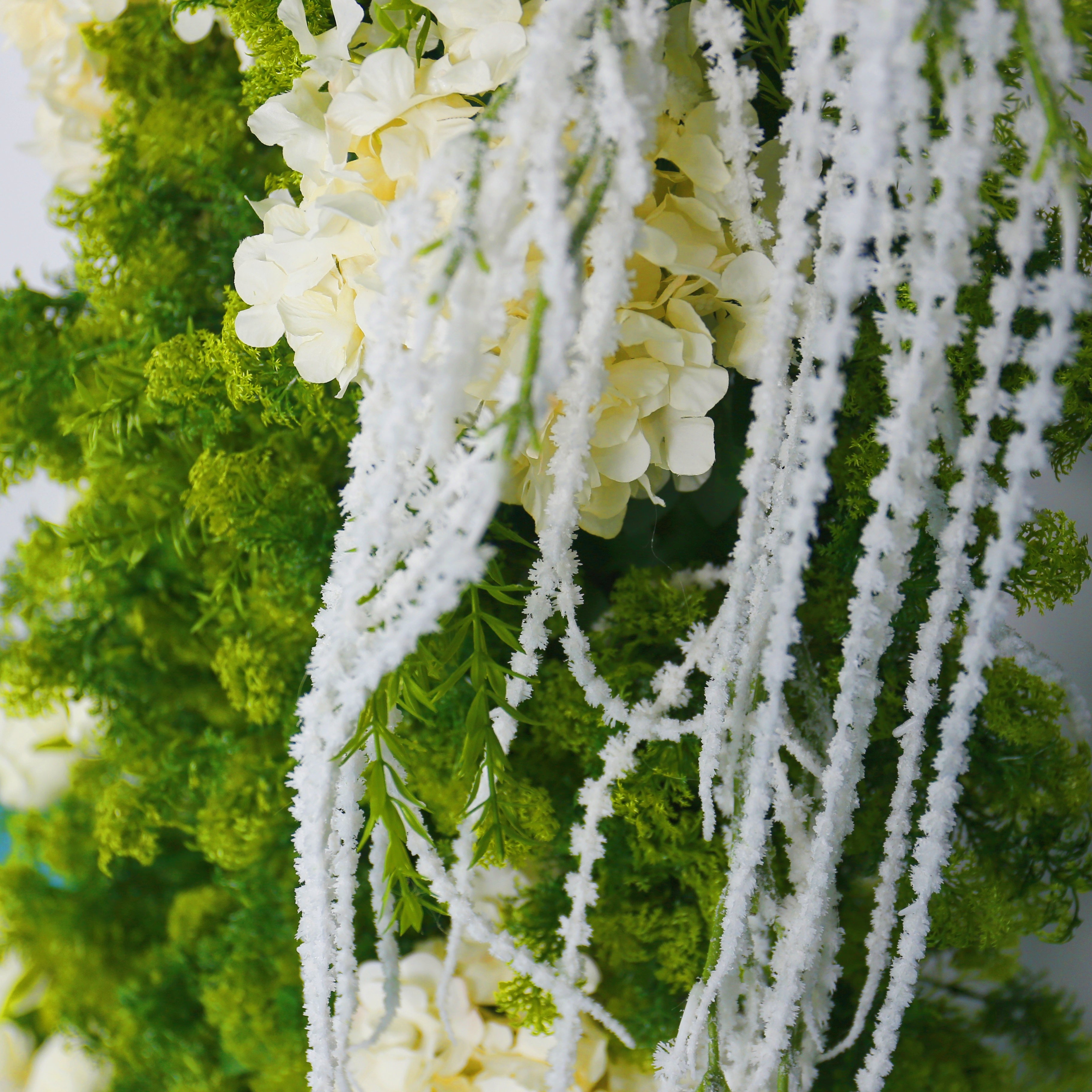 Green White Fabric Artificial Flower Wall Arch Wedding Decor ACAW-008