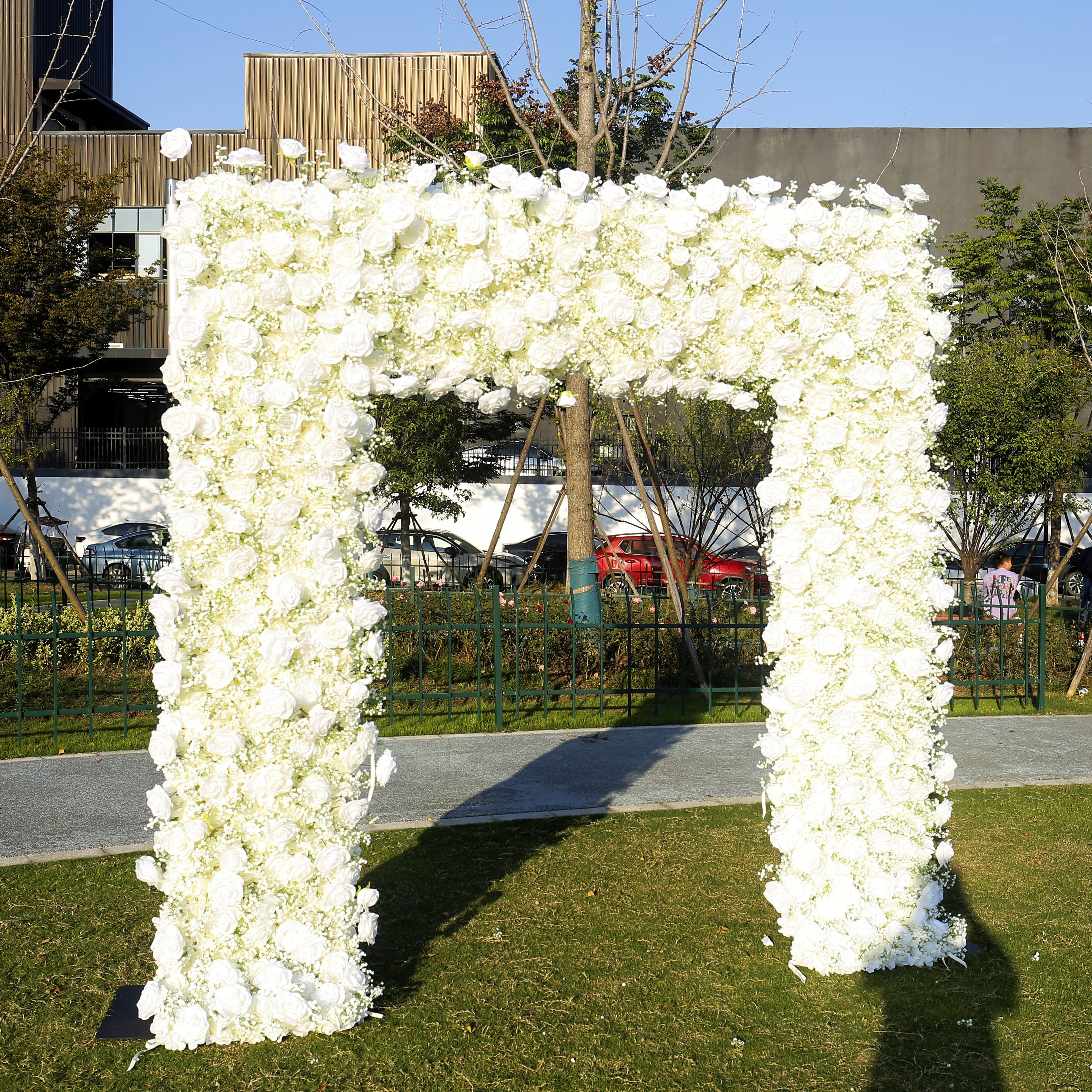 White Fabric Artificial Flower Wall Arch Wedding Birthday Party Decor ACAW-011