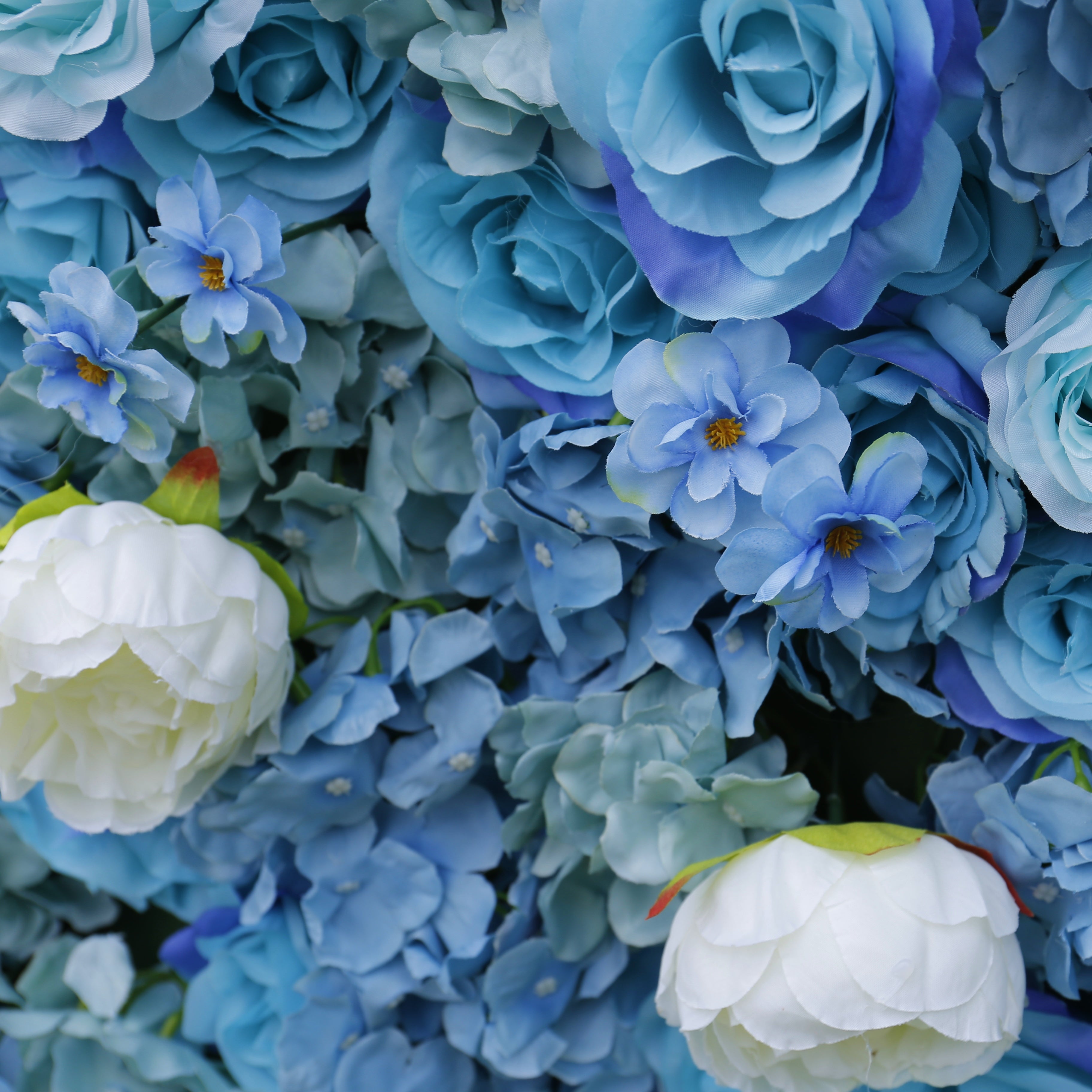 Blue White Fabric Rose Roll Up Flower Wall for Wedding Events ACFW-001