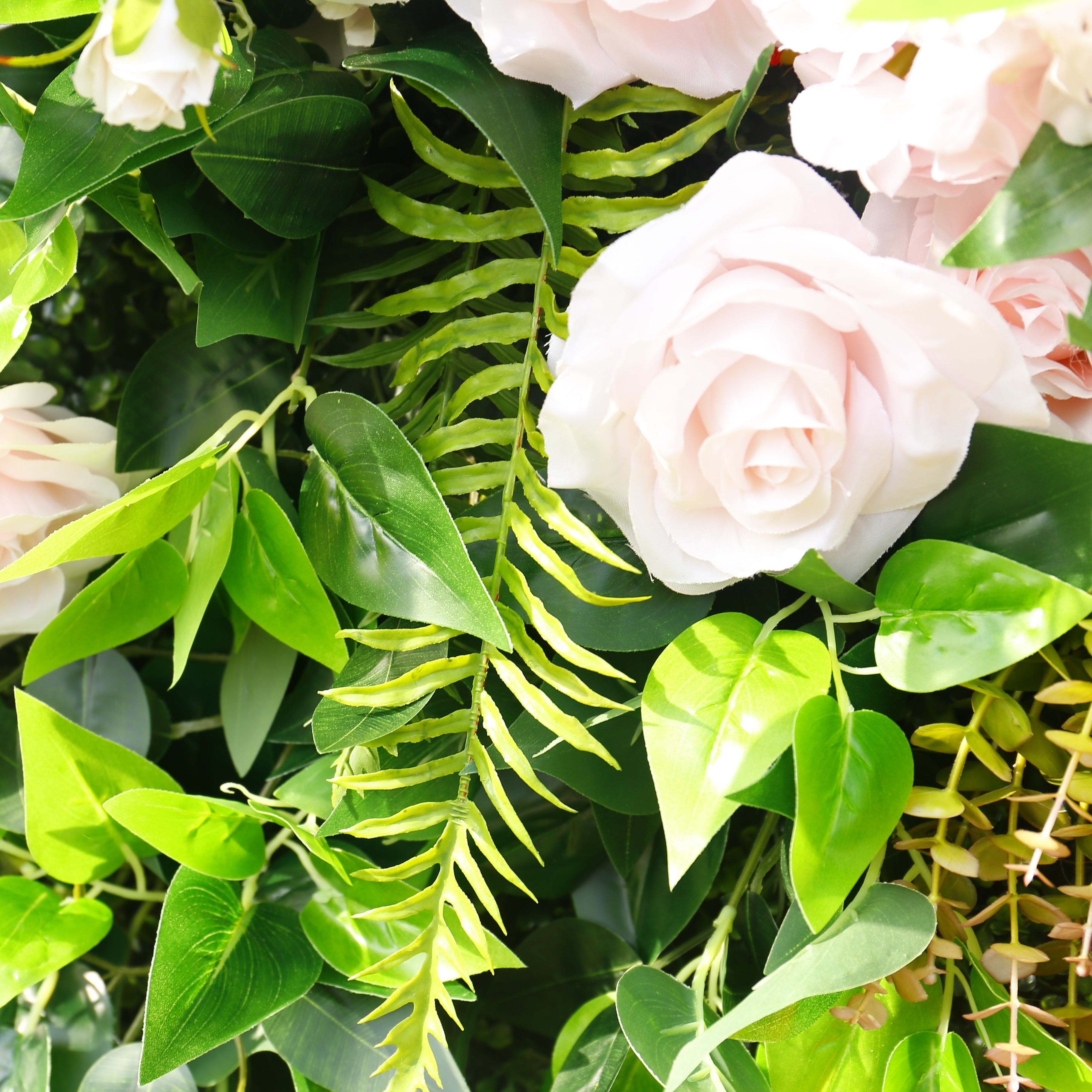 8ft Pink Rose Green Leaves Fabric Roll Up Artificial Flower Wall ACFW-002