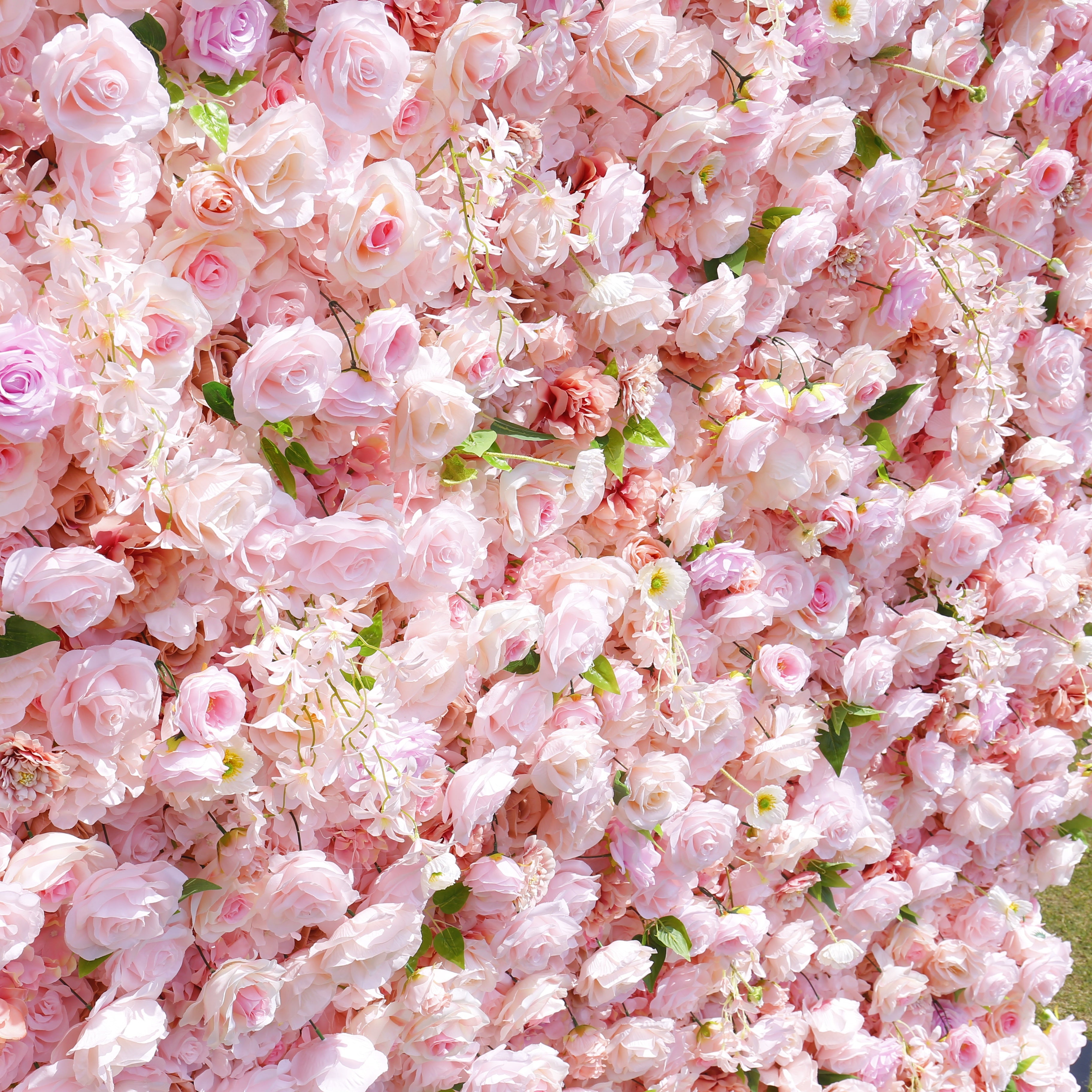 Pink Cloth Rose Artificial Roll Up Flower Wall Wedding Decor ACFW-004