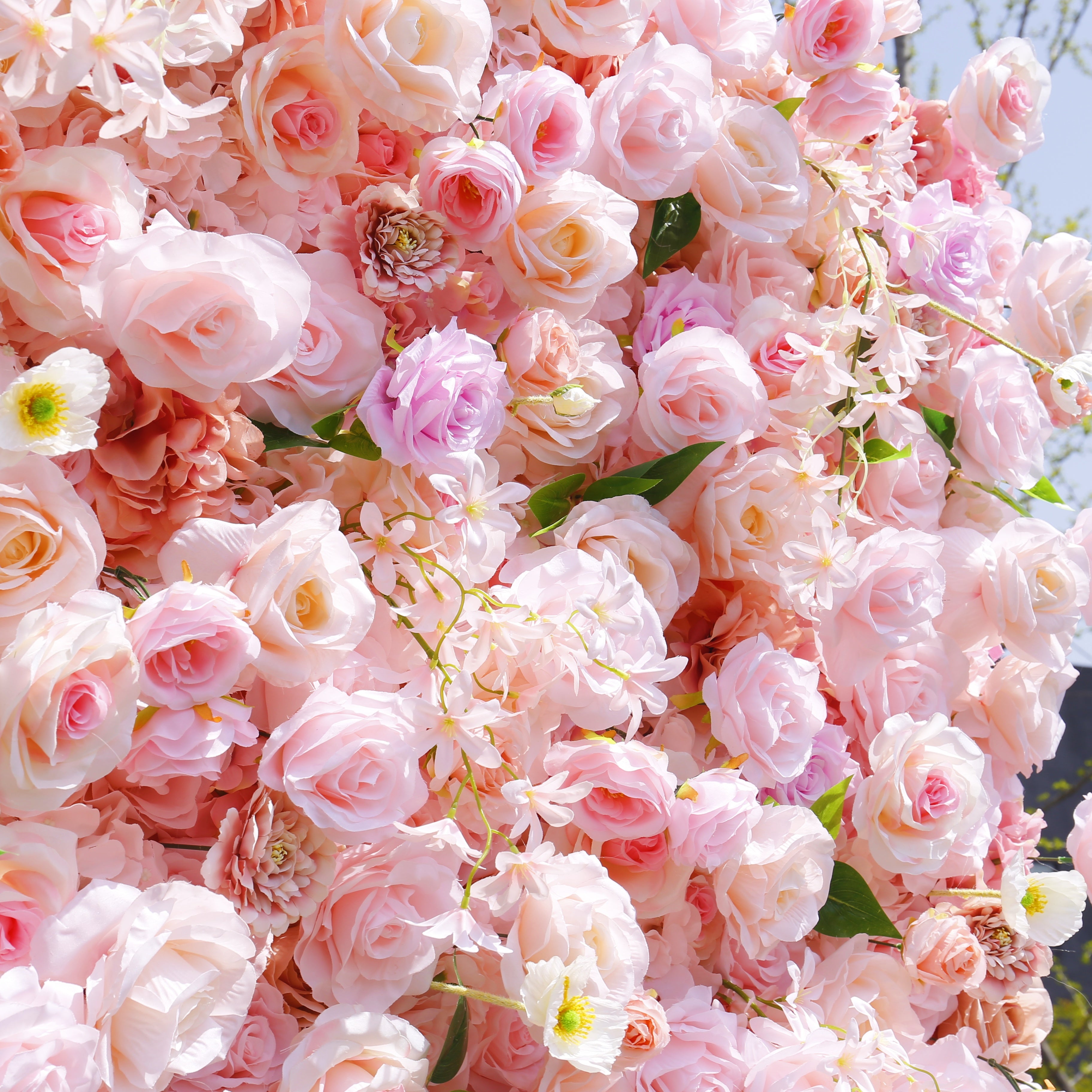 Pink Cloth Rose Artificial Roll Up Flower Wall Wedding Decor ACFW-004